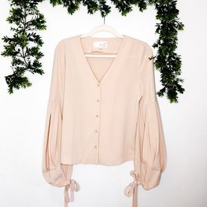 J.O.A | Button Down Bell Sleeve Top